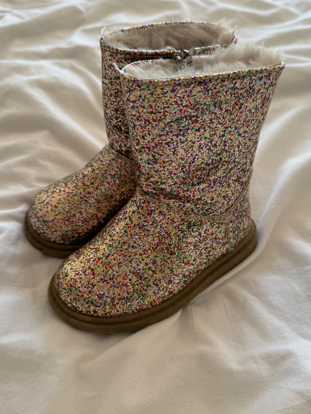 Rachel Shoes Candi Toddler Glitter Boots Faux Fur Lined Mid-Calf 7M